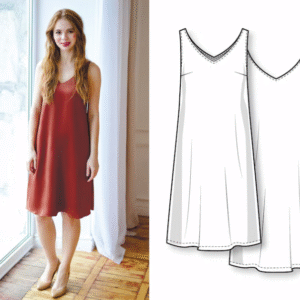simple silk slip a line midi dress for beginners pdf sewing pattern for women